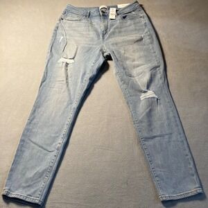 LOFT Jeans Womens 10 Light Blue Skinny Ankle High Rise Curvy Distressed
